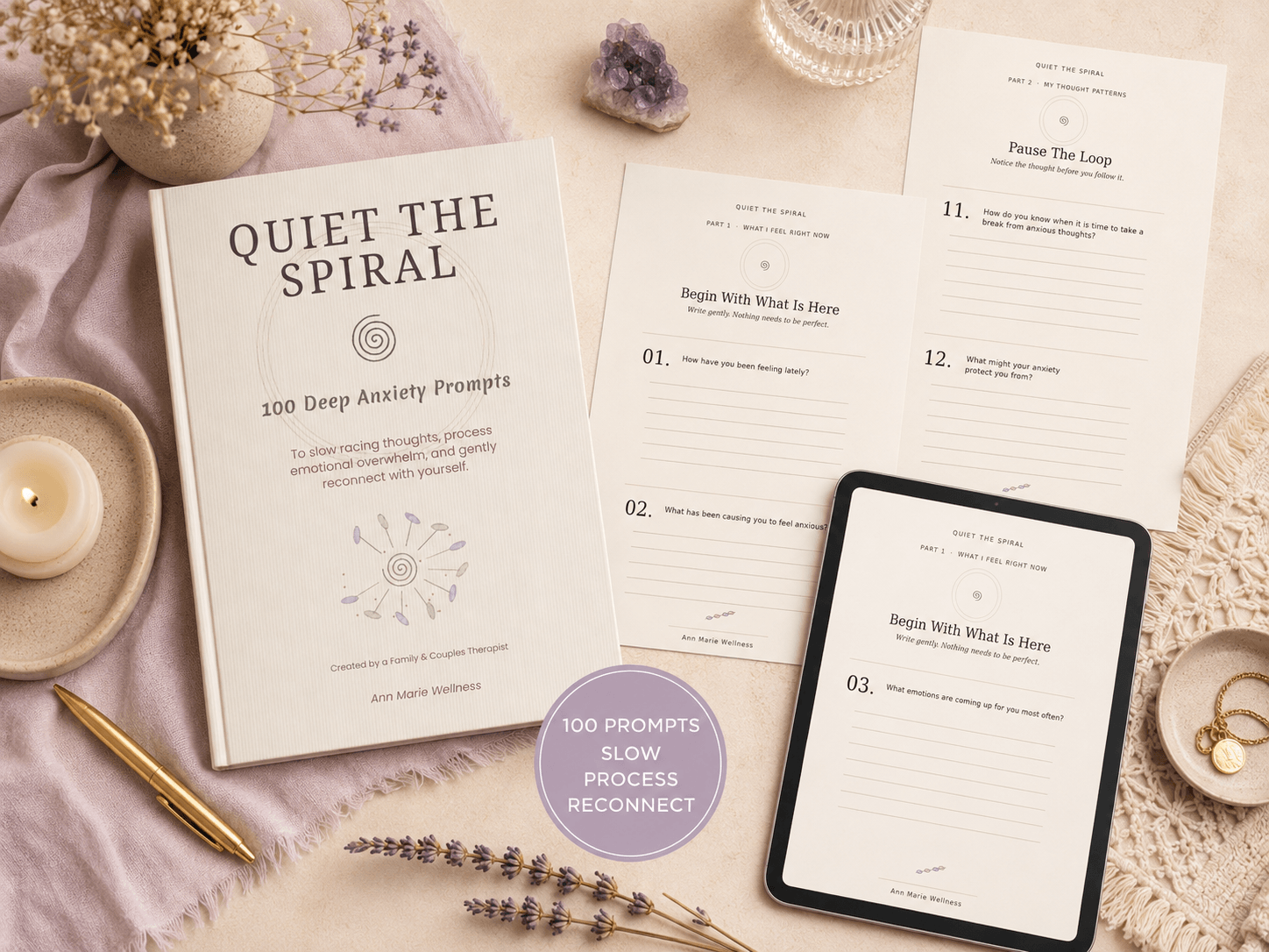 Quiet The Spiral — 100 Deep Anxiety Prompts